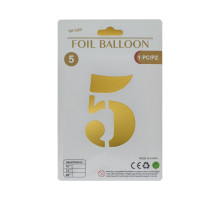 Balon folie, cifra "5" auriu, 80cm (25)