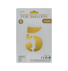 Balon folie, cifra "5" auriu, 80cm (25)
