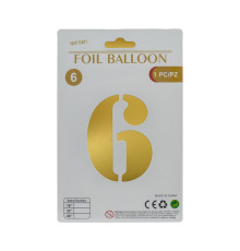 092116 Balon folie, cifra "6" auriu, 80cm (25)