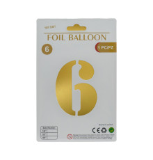 Balon folie, cifra "6" auriu, 80cm (25)