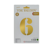 Balon folie, cifra "6" auriu, 80cm (25)