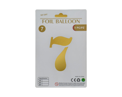 Balon folie, cifra "7" auriu, 80cm (25)