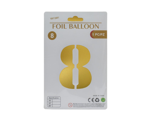 Balon folie, cifra "8" auriu, 80cm (25)