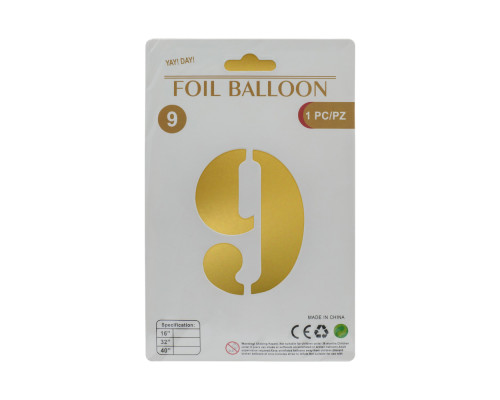 Balon folie, cifra "9" auriu, 80cm (25)