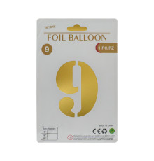 092119 Balon folie, cifra "9" auriu, 80cm (25)