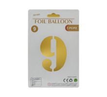 092119 Balon folie, cifra "9" auriu, 80cm (25)