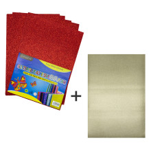 Foamiran cu sclipici, autoadeziv, 20 * 30cm, rosu 10foi+1 cadou CH-4 (120)