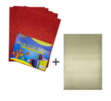 Foamiran cu sclipici, autoadeziv, 20 * 30cm, rosu 10foi+1 cadou CH-4 (120)