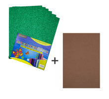 Foamiran cu sclipici, autoadeziv, 20 * 30cm, verde 10foi+1 cadou CH-4 (120)