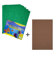 Foamiran cu sclipici, autoadeziv, 20 * 30cm, verde 10foi+1 cadou CH-4 (120)