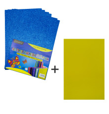 Фоамиран с глиттером самоклейка, 20*30см, синий, 10л.+1подарок CH-4 (120)