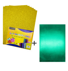 Foamiran cu sclipici, 20 * 30cm, auriu 10foi+1 cadou CH-3 (120)