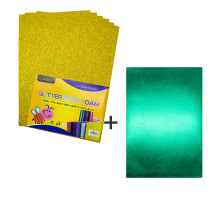 Foamiran cu sclipici, 20 * 30cm, auriu 10foi+1 cadou CH-3 (120)