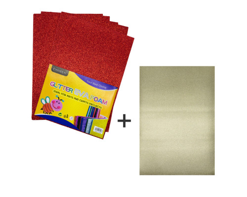 Фоамиран с глиттером, 20*30см, красный, 10л. CH-3 (120)