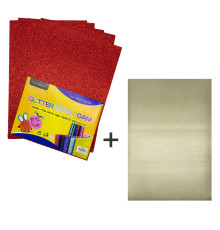 Фоамиран с глиттером, 20*30см, красный, 10л.+1подарок CH-3 (120)