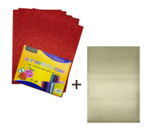 Foamiran cu sclipici, 20 * 30cm, rosu 10foi+1 cadou CH-3 (120)