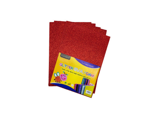 Фоамиран с глиттером, 20*30см, красный, 10л. CH-3 (120)
