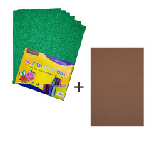 Фоамиран с глиттером, 20*30см, зеленый, 10л.+1подарок CH-3 (120)