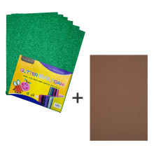 Фоамиран с глиттером, 20*30см, зеленый, 10л.+1подарок CH-3 (120)