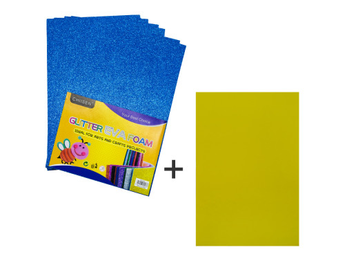 Фоамиран с глиттером, 20*30см, синий 10л.+1подарок CH-3 (120)