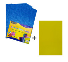 Фоамиран с глиттером, 20*30см, синий 10л.+1подарок CH-3 (120)