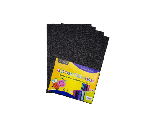 Фоамиран с глиттером, 20*30см, черный 10л. CH-3 (120)
