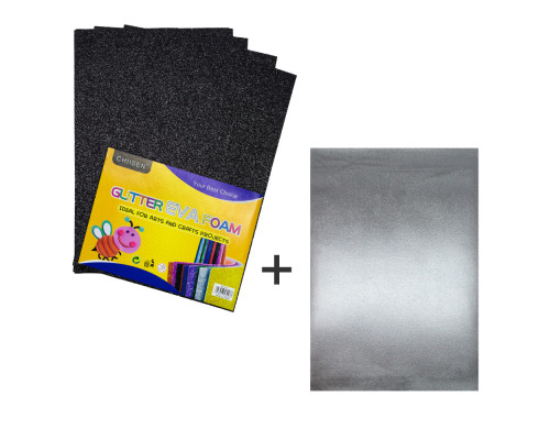 Foamiran cu sclipici, 20 * 30cm,negru 10foi+1 cadou CH-3 (120)