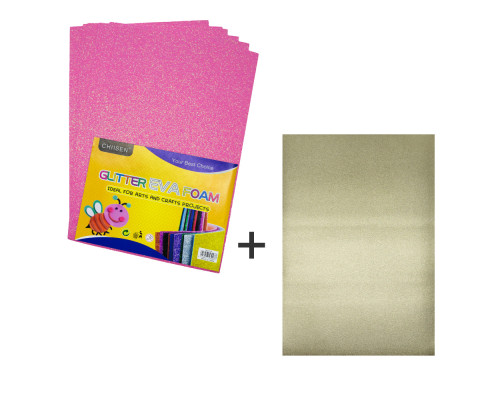 Foamiran cu sclipici, 20 * 30cm, roz 10foi+1 cadou CH-3 (120) Foamiran cu sclipici, 20 * 30cm, roz 10foi+1 cadou CH-3 (120)