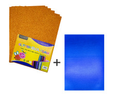 Foamiran cu sclipici, 20 * 30cm, oranj 10 foi+1cadou CH-3 (120)