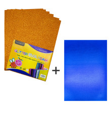 Foamiran cu sclipici, 20 * 30cm, oranj 10 foi+1cadou CH-3 (120)