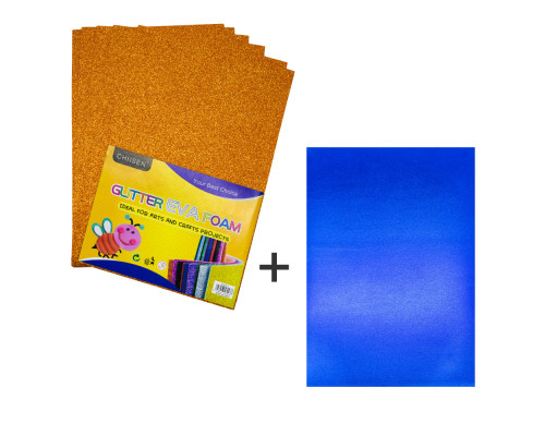 Фоамиран с глиттером, 20*30см, оранжевый 10л.+1подарок CH-3 (120)