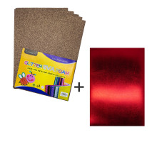 Foamiran cu sclipici, 20 * 30cm, maro 10 foi+1cadou CH-3 (120)