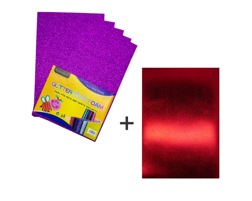 Foamiran cu sclipici, 20 * 30cm, mov 10 foi+1cadou CH-3 (120)