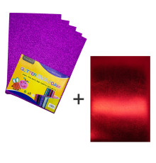 Фоамиран с глиттером, 20*30см, фиолетовый 10л.+1подарок CH-3 (120)