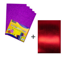 Фоамиран с глиттером, 20*30см, фиолетовый 10л.+1подарок CH-3 (120)