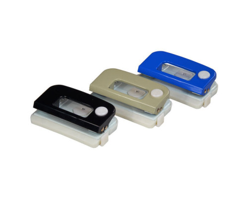 Дырокол метал., 8см, 12 л., с линейкой, фиксатором, ассорти 4OFFICE 4-302 (12/60)