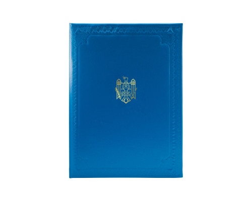 673515 Папка "на подпись" A4 с Гербом РМ и орнаметом, синяя S12-35