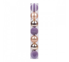 Set globuri de Crăciun, 5cm, 7buc, violet, pudră, aur,floc, Novogod'ko 974024