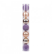 Set globuri de Crăciun, 5cm, 7buc, violet, pudră, aur,floc, Novogod'ko 974024