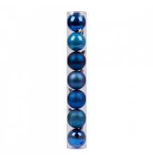Set globuri de Crăciun, 6cm, 7buc, albastru, Novogod'ko 974025