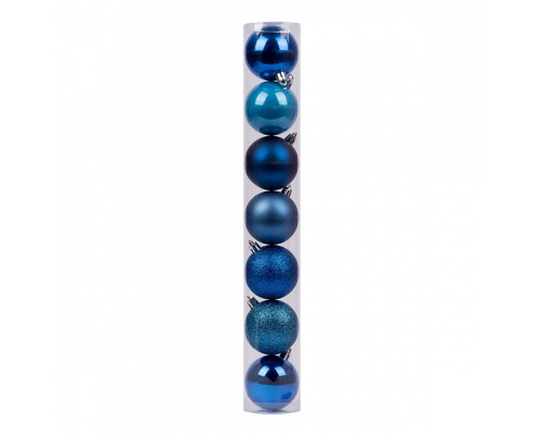Set globuri de Crăciun, 6cm, 7buc, albastru, Novogod'ko 974025
