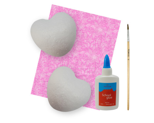 Set pentru creatie copii "2 inimi decor roz" Set pentru creatie copii "2 inimi decor roz"