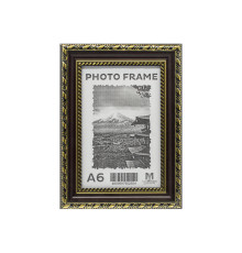 Фоторамка A6 10*15 c ножкой-подставкой черная с золотым узором, 24мм F22409-1 CM*2504