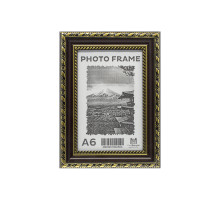Фоторамка A6 10*15 c ножкой-подставкой черная с золотым узором, 24мм F22409-1 CM*2504