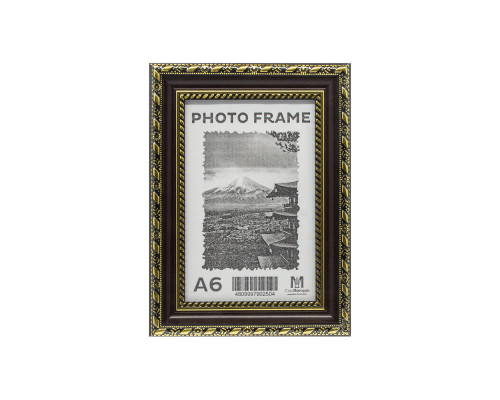 Фоторамка A6 10*15 c ножкой-подставкой черная с золотым узором, 24мм F22409-1 CM*2504