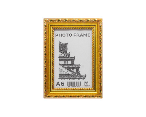 Фоторамка A6 10*15 c ножкой-подставкой золотая с узором, 24мм F2409-3 CM*2511