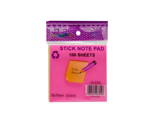 Hartie pt notite cu lipici 76x76mm NEON asorti 100foi E304 (12/480)