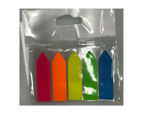 Самоклеющиеся пластиковые индексы "стрелочки" (неон) 12х44мм 5x20л (24/1440)