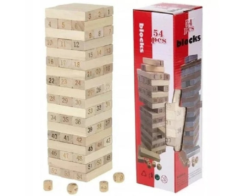 Joc de masă din lemn, Jenga Blocks, 54 piese S3-3 (50)