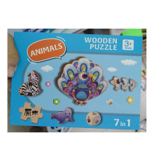 Joc puzzle din lemn, 7 în 1 „Animale” 380380 (56)